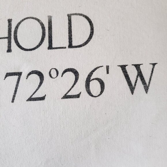 Southold LI Nautical Map Coordinates White Cotton Canvas Down Pillow Beach House - Picture 7 of 10